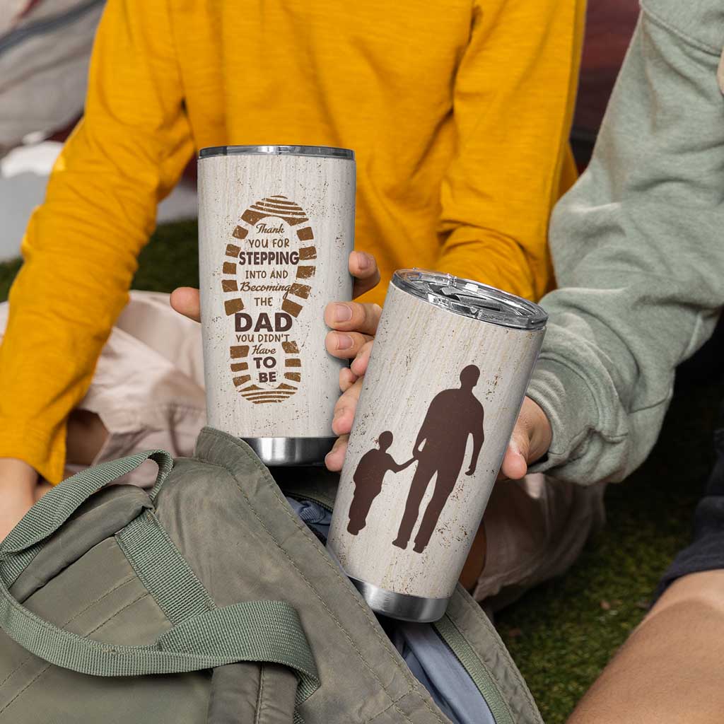 Stepdad and Stepson Tumbler Cup Thank You For Stepping In Boy Dad Retro Vintage - Wonder Print Shop