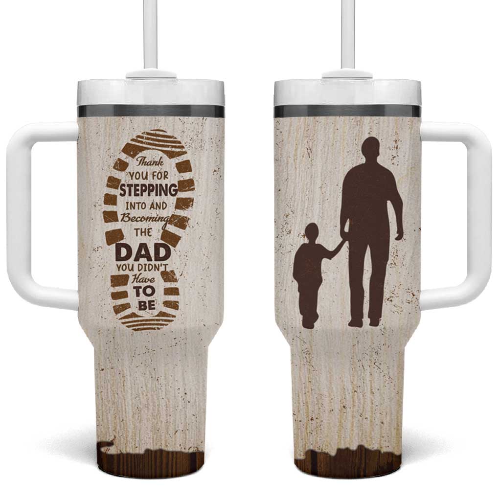 Stepdad and Stepson Tumbler With Handle Thank You For Stepping In Boy Dad Retro Vintage - Wonder Print Shop