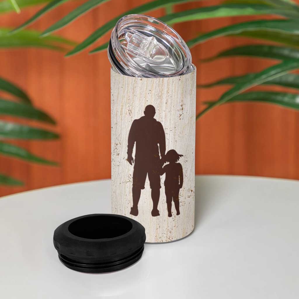 Stepdad and Stepdaughter 4 in 1 Can Cooler Tumbler Thank You For Stepping In Girl Dad Retro Vintage - Wonder Print Shop