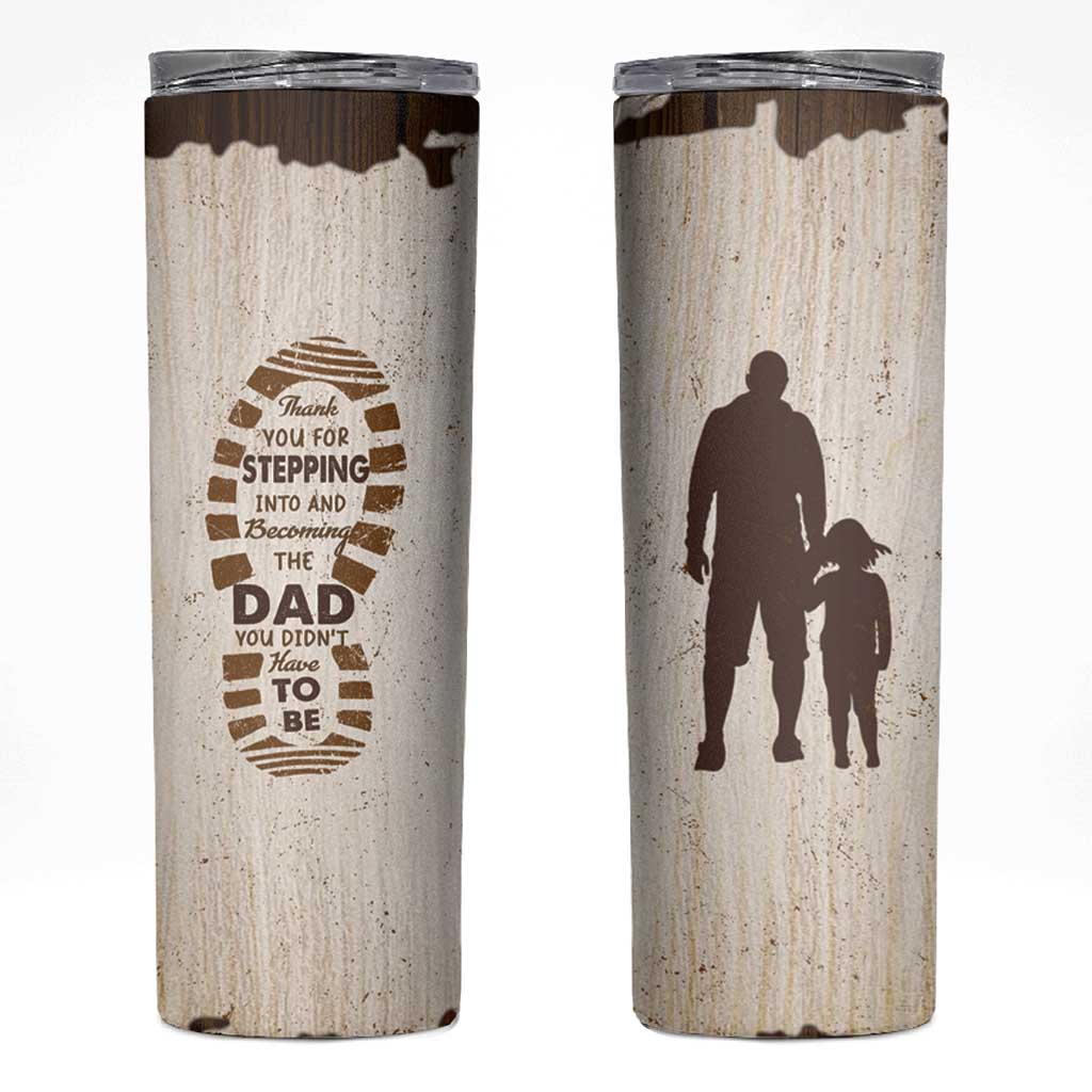 Stepdad and Stepdaughter Skinny Tumbler Thank You For Stepping In Girl Dad Retro Vintage - Wonder Print Shop