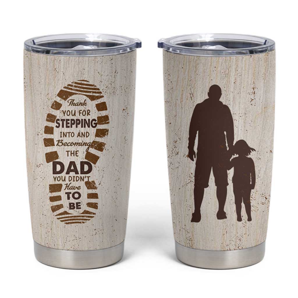 Stepdad and Stepdaughter Tumbler Cup Thank You For Stepping In Girl Dad Retro Vintage - Wonder Print Shop
