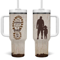 Stepdad and Stepdaughter Tumbler With Handle Thank You For Stepping In Girl Dad Retro Vintage - Wonder Print Shop