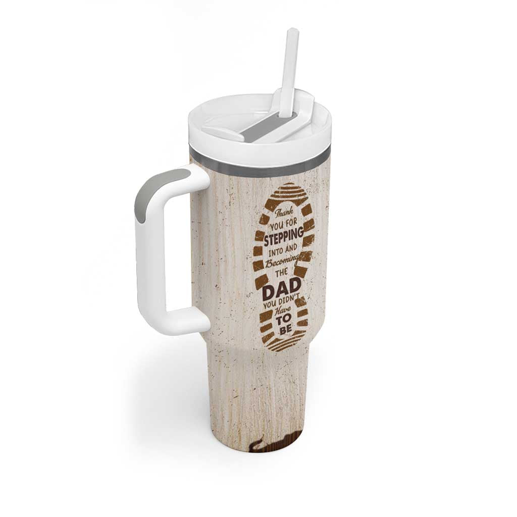 Stepdad and Stepdaughter Tumbler With Handle Thank You For Stepping In Girl Dad Retro Vintage - Wonder Print Shop
