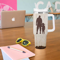 Stepdad and Stepdaughter Tumbler With Handle Thank You For Stepping In Girl Dad Retro Vintage - Wonder Print Shop
