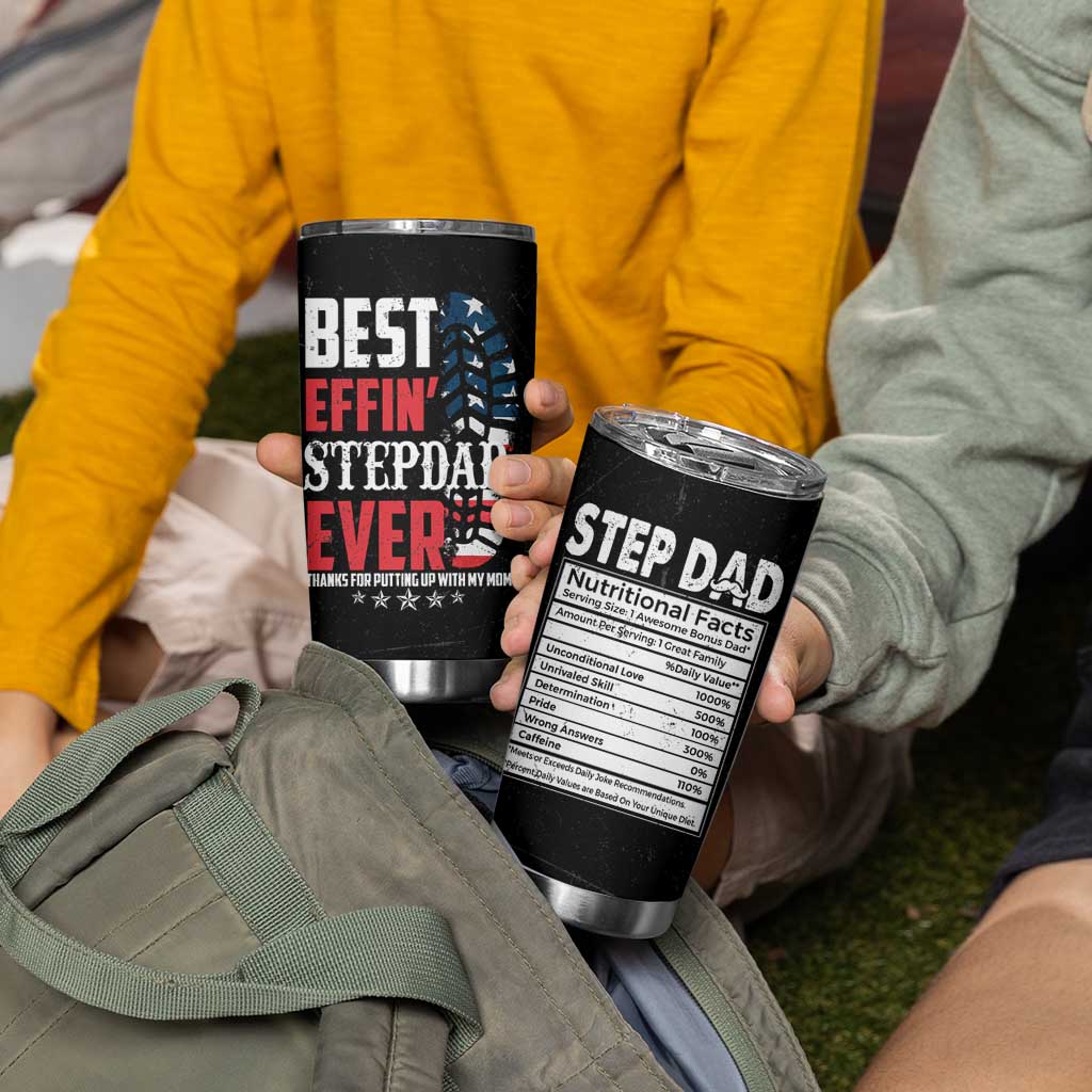 Step Dad Tumbler Cup Best Effin' Stepdad Ever Thanks For Putting Up With My Mom American Flag - Wonder Print Shop