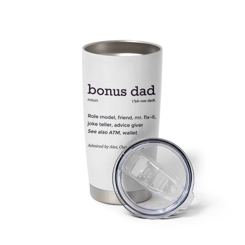 Custom Kids Name Stepdad Tumbler Cup Bonus Dad Of Three Holding Hands - Wonder Print Shop