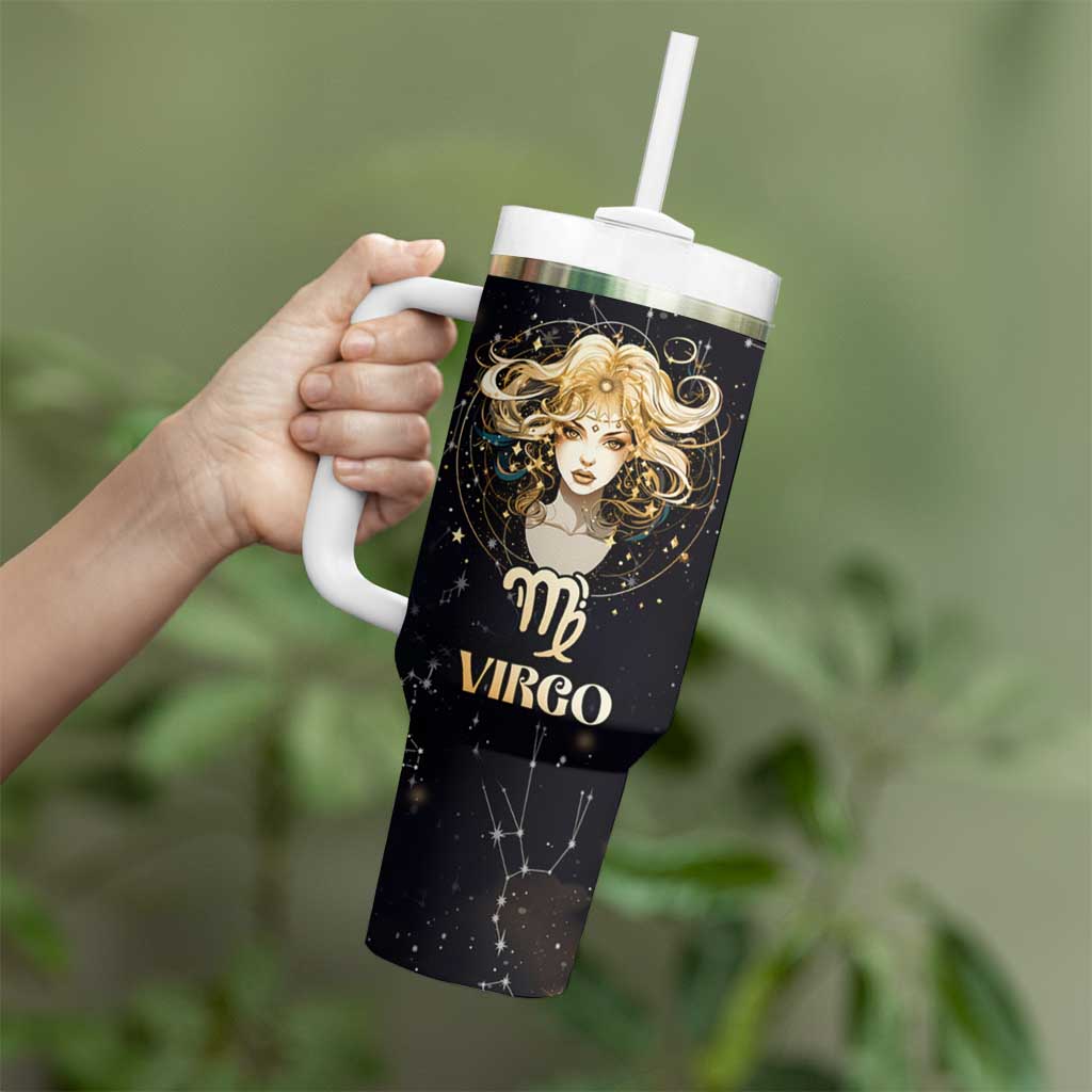 Virgo Zodiac Tumbler With Handle Celestial Constellation Astrology Horoscope Galaxy - Wonder Print Shop