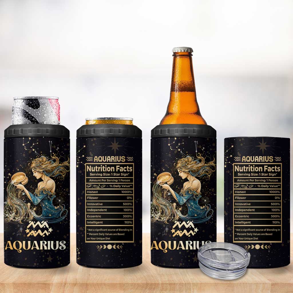Aquarius Zodiac 4 in 1 Can Cooler Tumbler Celestial Constellation Astrology Horoscope Galaxy - Wonder Print Shop