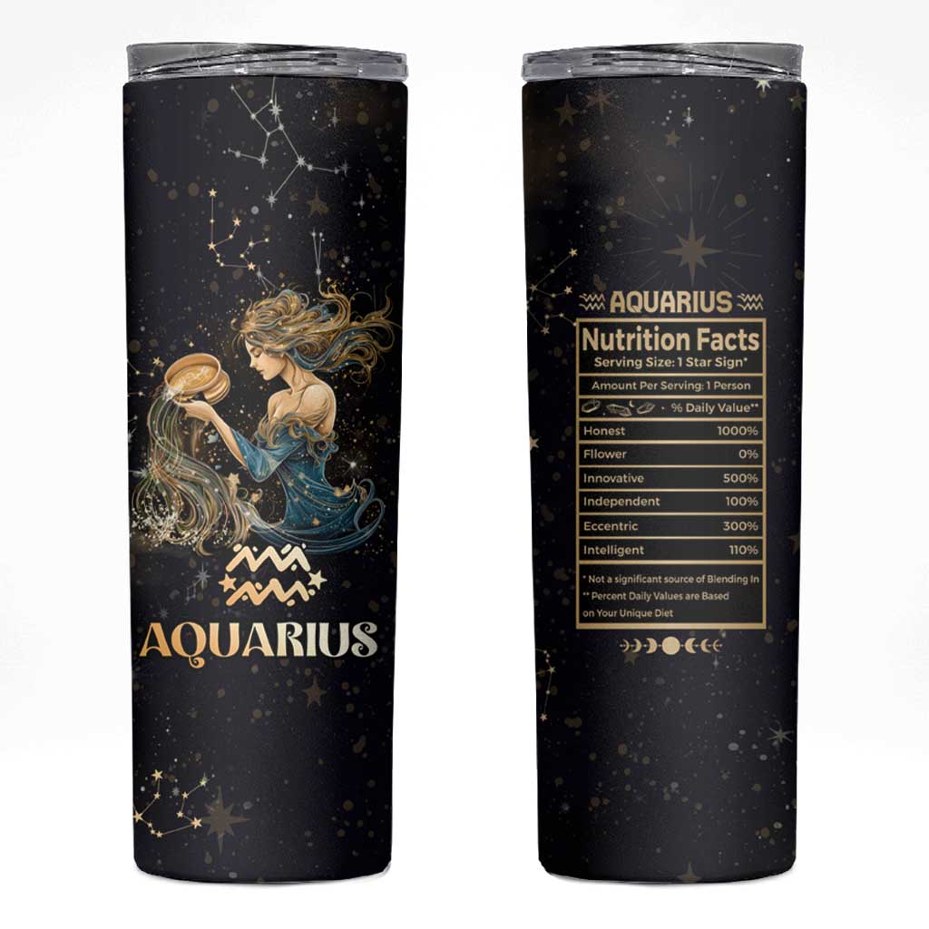 Aquarius Zodiac Skinny Tumbler Celestial Constellation Astrology Horoscope Galaxy - Wonder Print Shop