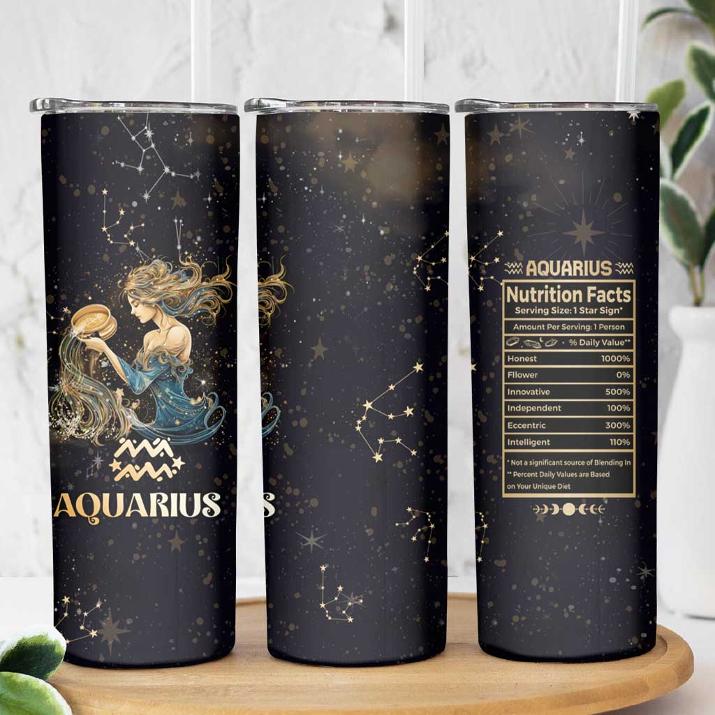 Aquarius Zodiac Skinny Tumbler Celestial Constellation Astrology Horoscope Galaxy - Wonder Print Shop