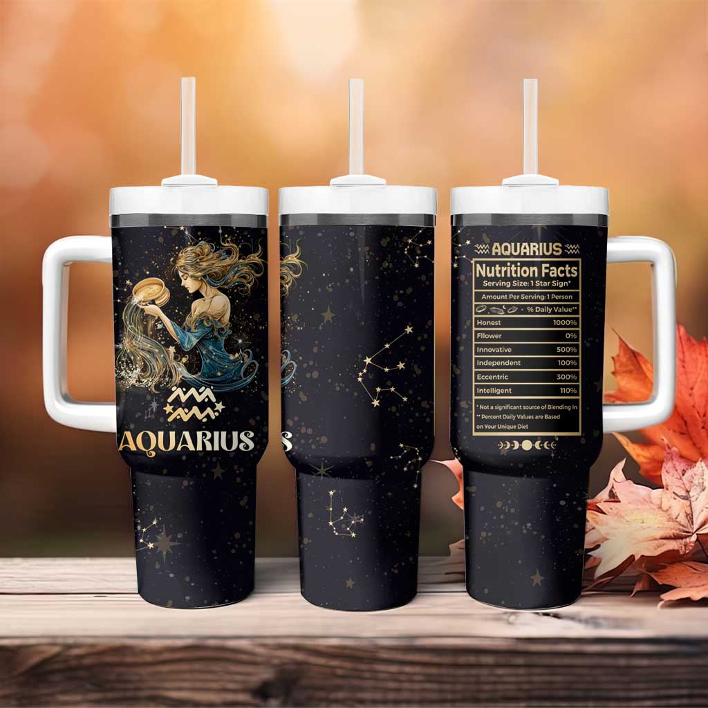 Aquarius Zodiac Tumbler With Handle Celestial Constellation Astrology Horoscope Galaxy - Wonder Print Shop