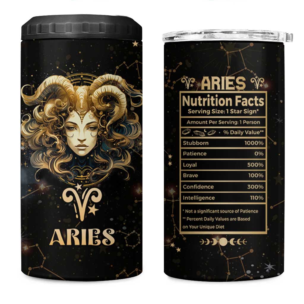 Aries Zodiac 4 in 1 Can Cooler Tumbler Celestial Constellation Astrology Horoscope Galaxy - Wonder Print Shop