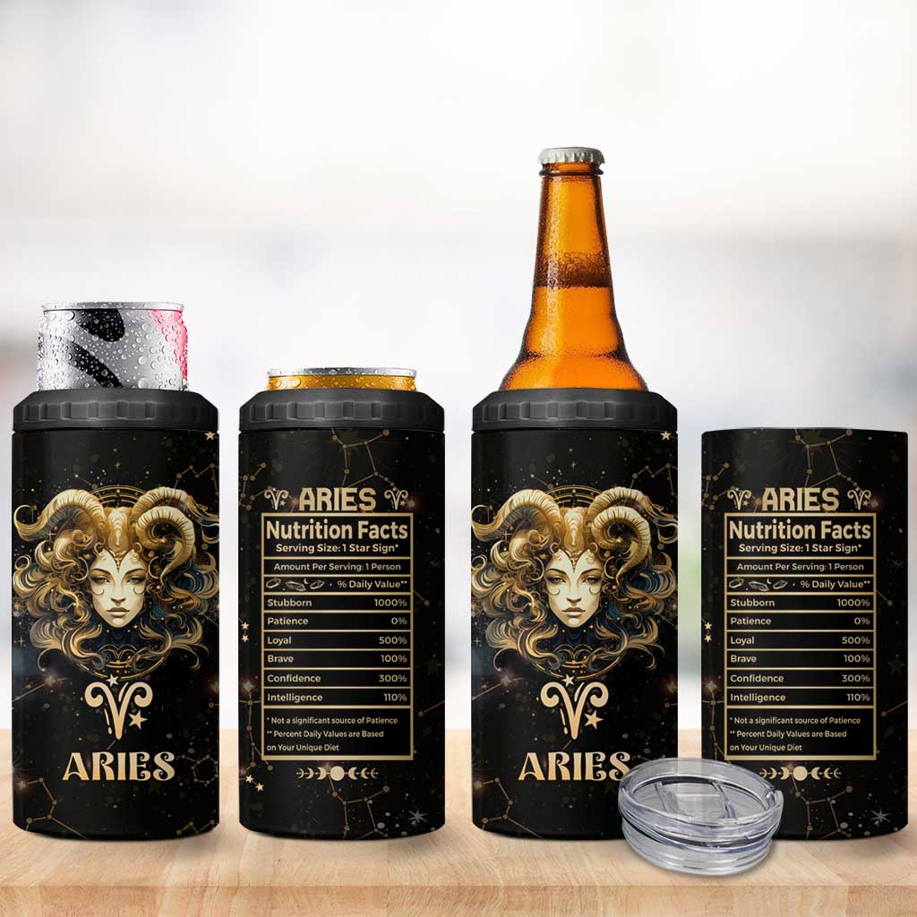 Aries Zodiac 4 in 1 Can Cooler Tumbler Celestial Constellation Astrology Horoscope Galaxy - Wonder Print Shop