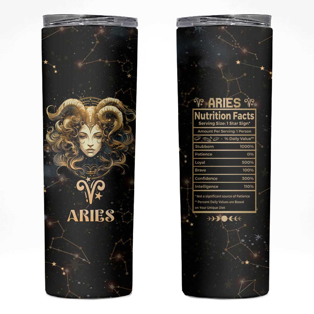 Aries Zodiac Skinny Tumbler Celestial Constellation Astrology Horoscope Galaxy - Wonder Print Shop