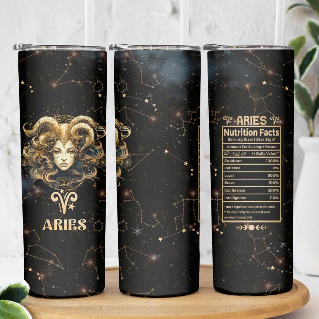 Aries Zodiac Skinny Tumbler Celestial Constellation Astrology Horoscope Galaxy - Wonder Print Shop