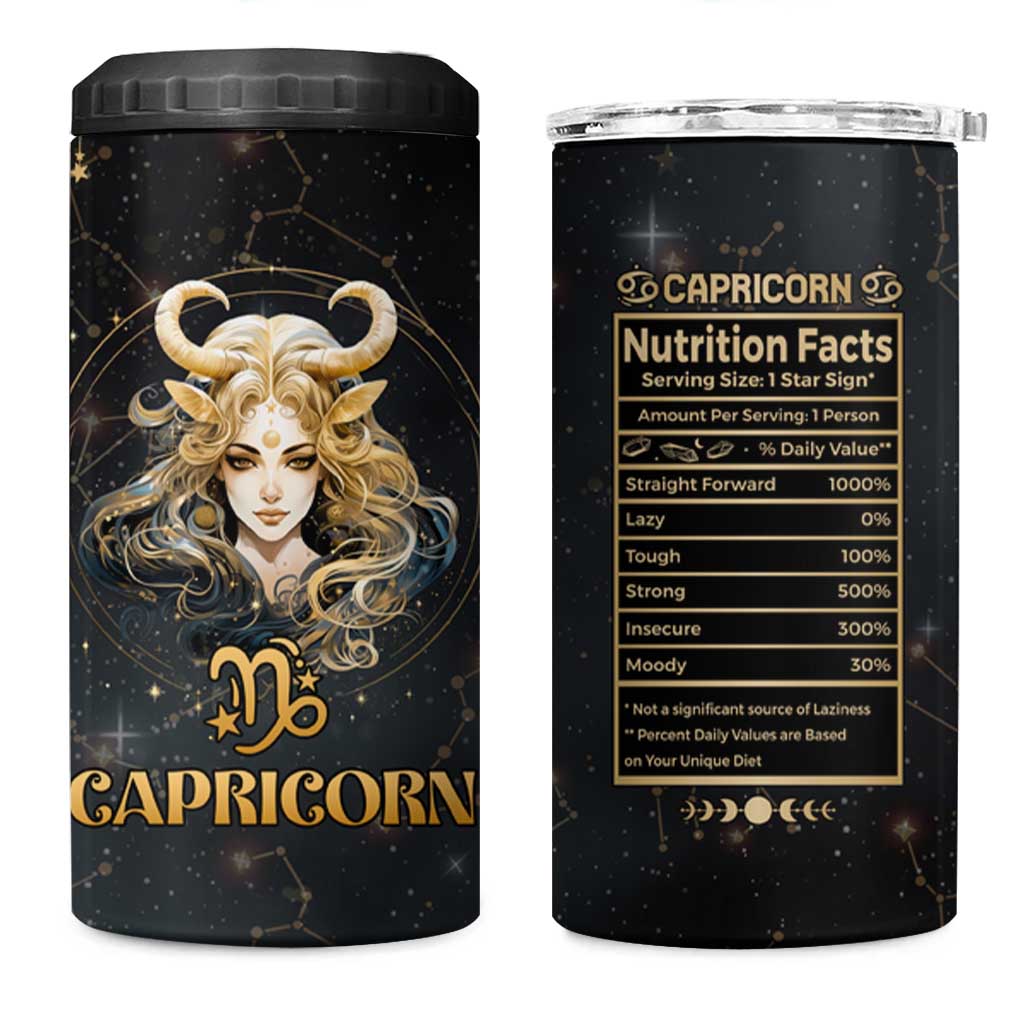 Capricorn Zodiac 4 in 1 Can Cooler Tumbler Celestial Constellation Astrology Horoscope Galaxy - Wonder Print Shop