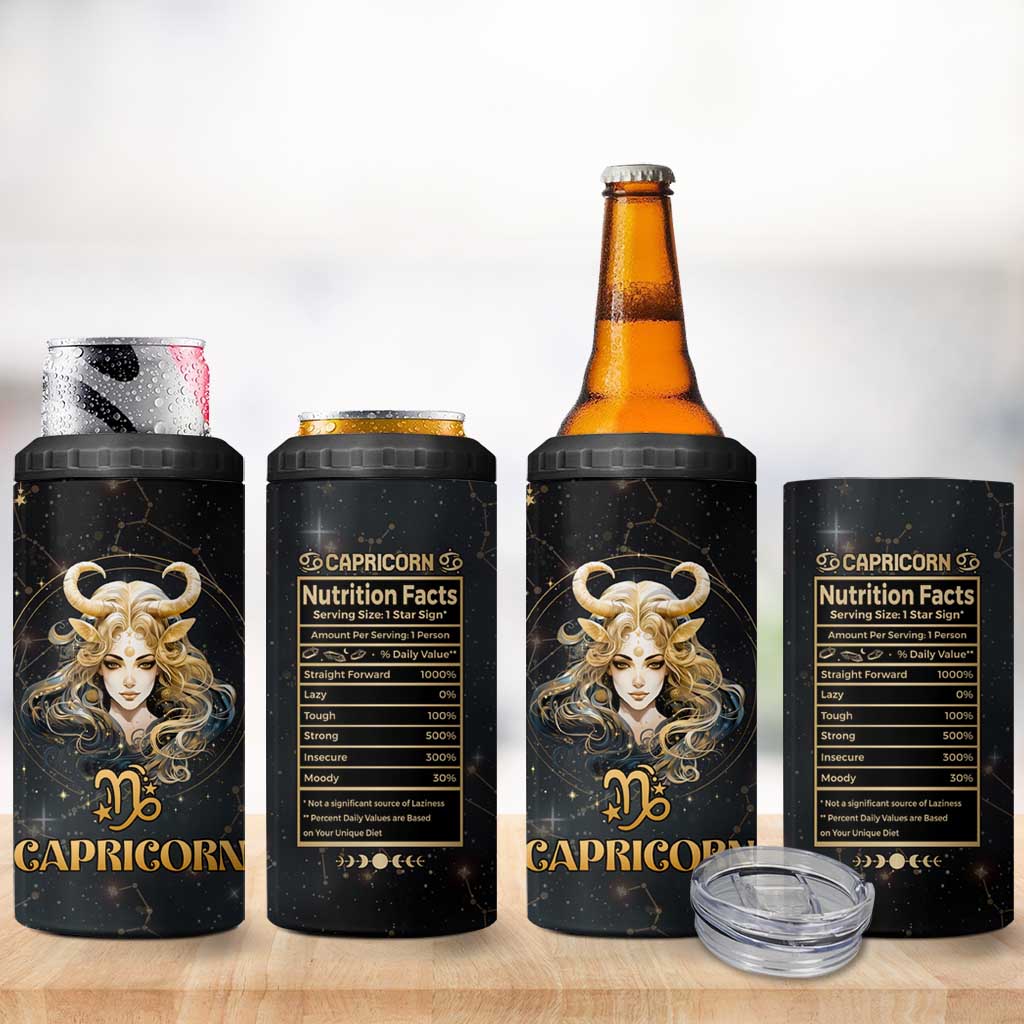 Capricorn Zodiac 4 in 1 Can Cooler Tumbler Celestial Constellation Astrology Horoscope Galaxy - Wonder Print Shop