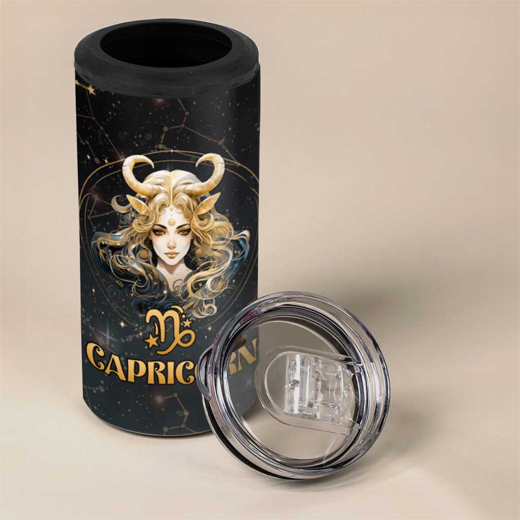 Capricorn Zodiac 4 in 1 Can Cooler Tumbler Celestial Constellation Astrology Horoscope Galaxy - Wonder Print Shop