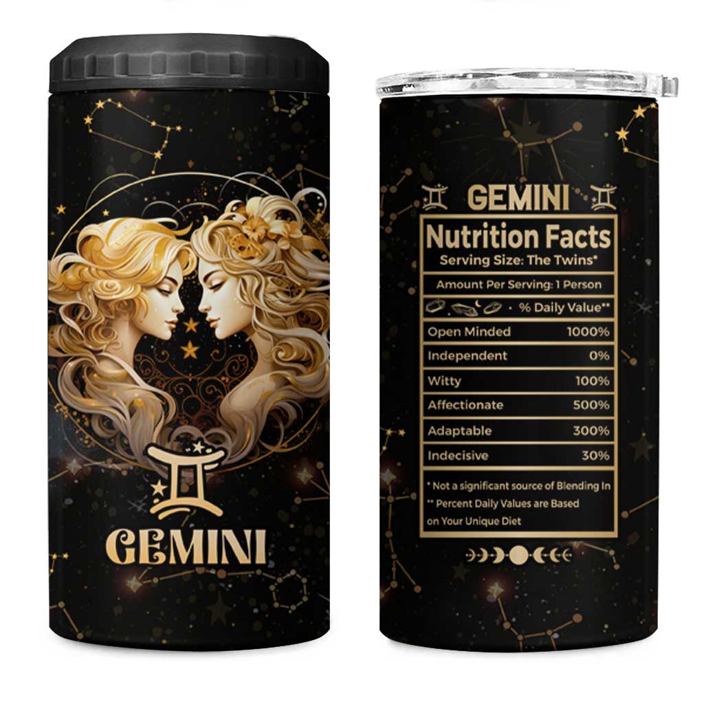 Gemini Zodiac 4 in 1 Can Cooler Tumbler Celestial Constellation Astrology Horoscope Galaxy - Wonder Print Shop