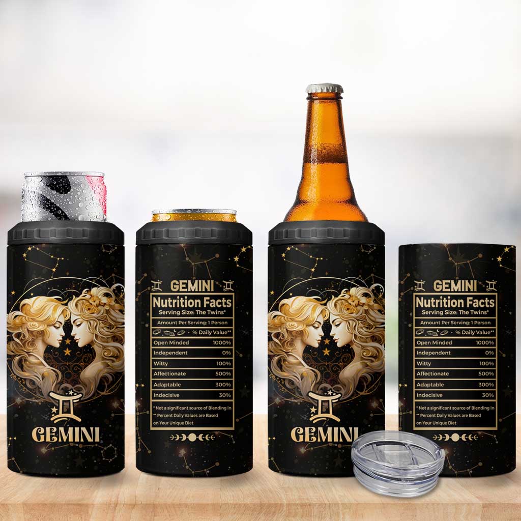Gemini Zodiac 4 in 1 Can Cooler Tumbler Celestial Constellation Astrology Horoscope Galaxy - Wonder Print Shop