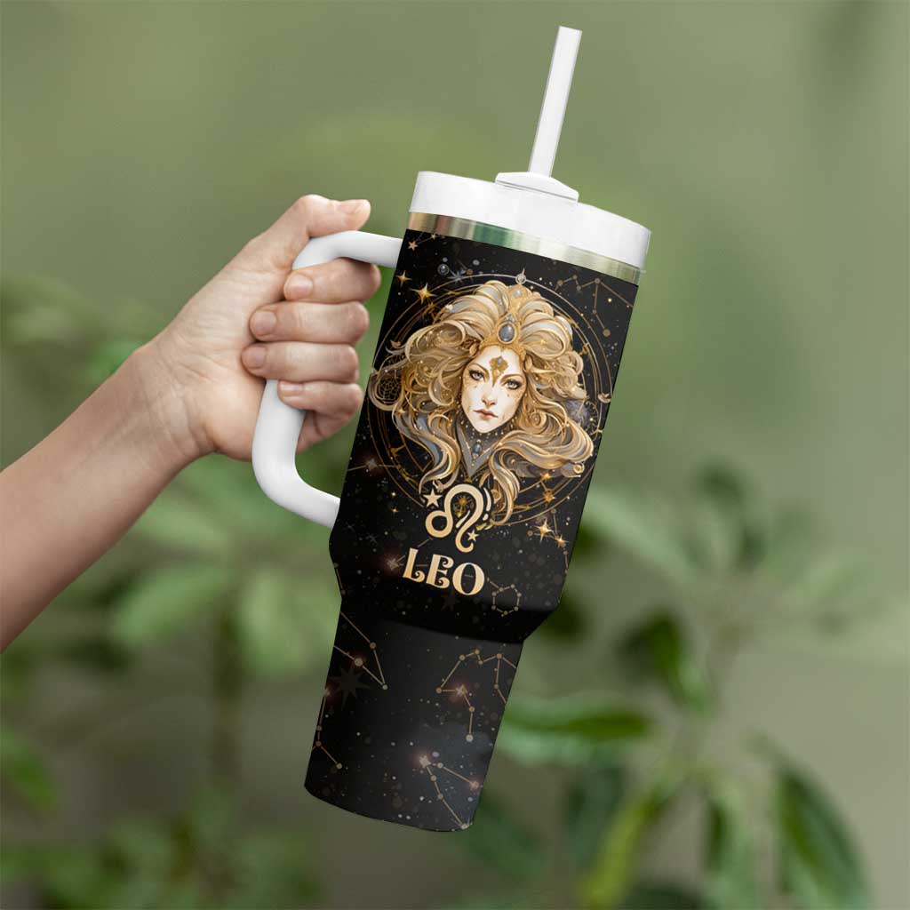 Leo Zodiac Tumbler With Handle Celestial Constellation Astrology Horoscope Galaxy - Wonder Print Shop