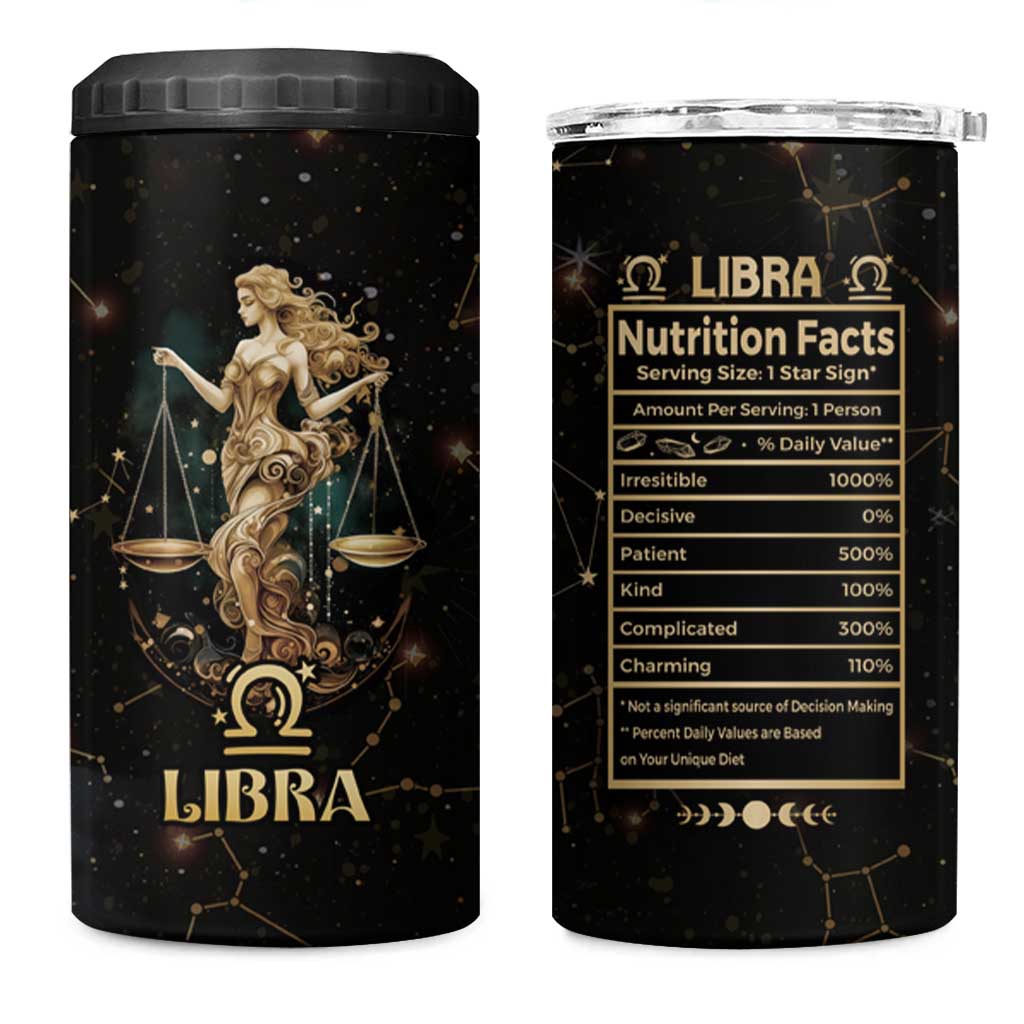 Libra Zodiac 4 in 1 Can Cooler Tumbler Celestial Constellation Astrology Horoscope Galaxy - Wonder Print Shop