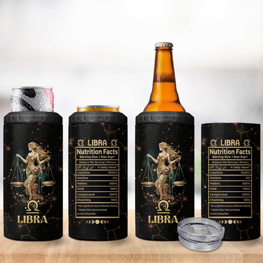 Libra Zodiac 4 in 1 Can Cooler Tumbler Celestial Constellation Astrology Horoscope Galaxy - Wonder Print Shop