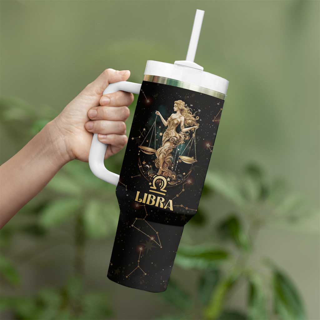 Libra Zodiac Tumbler With Handle Celestial Constellation Astrology Horoscope Galaxy - Wonder Print Shop