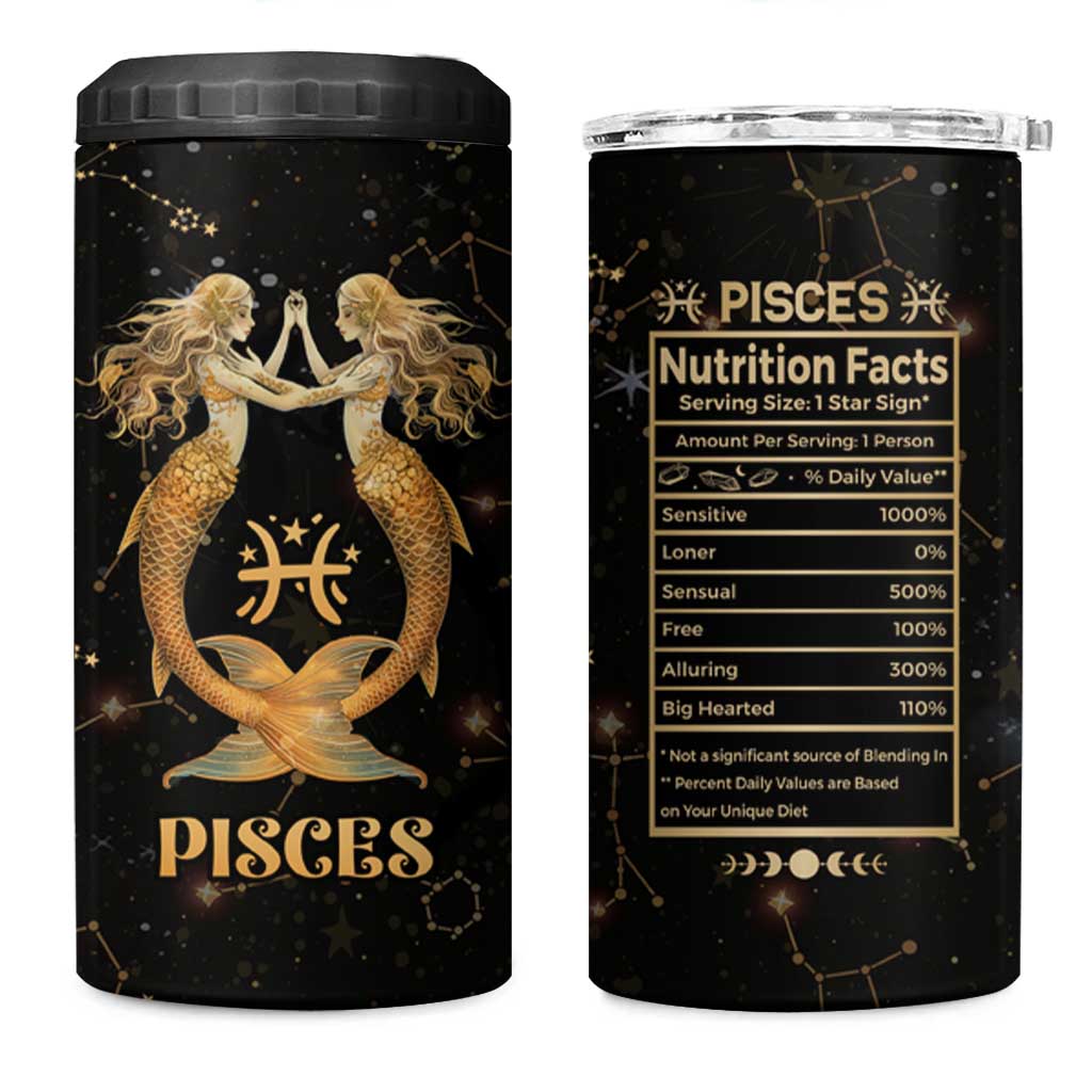 Pisces Zodiac 4 in 1 Can Cooler Tumbler Celestial Constellation Astrology Horoscope Galaxy - Wonder Print Shop