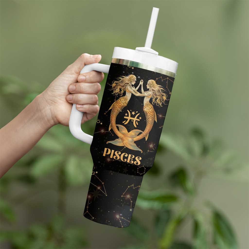 Pisces Zodiac Tumbler With Handle Celestial Constellation Astrology Horoscope Galaxy - Wonder Print Shop