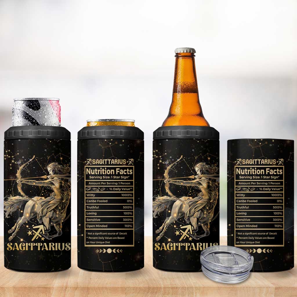 Sagittarius Zodiac 4 in 1 Can Cooler Tumbler Celestial Constellation Astrology Horoscope Galaxy - Wonder Print Shop
