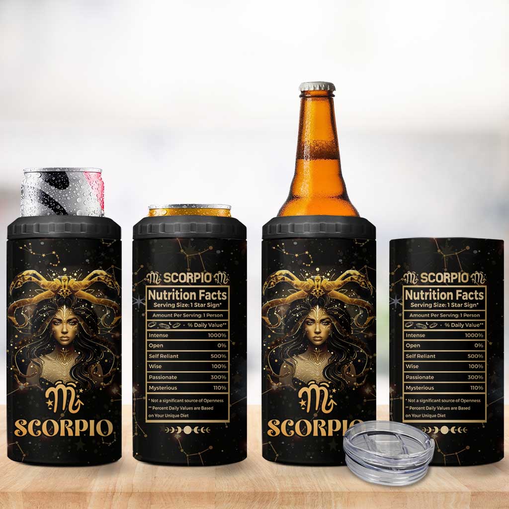 Scorpio Zodiac 4 in 1 Can Cooler Tumbler Celestial Constellation Astrology Horoscope Galaxy - Wonder Print Shop