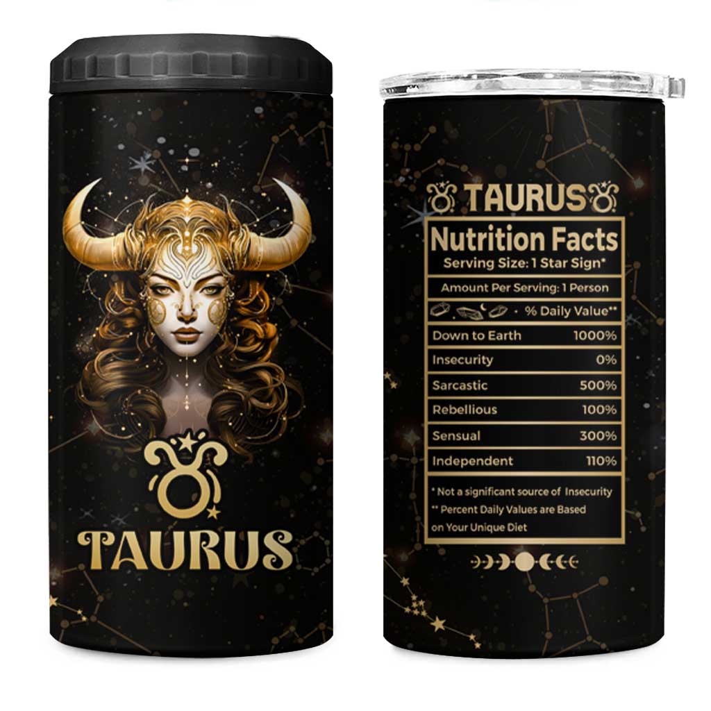Taurus Zodiac 4 in 1 Can Cooler Tumbler Celestial Constellation Astrology Horoscope Galaxy - Wonder Print Shop