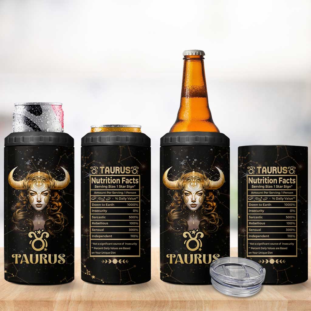 Taurus Zodiac 4 in 1 Can Cooler Tumbler Celestial Constellation Astrology Horoscope Galaxy - Wonder Print Shop