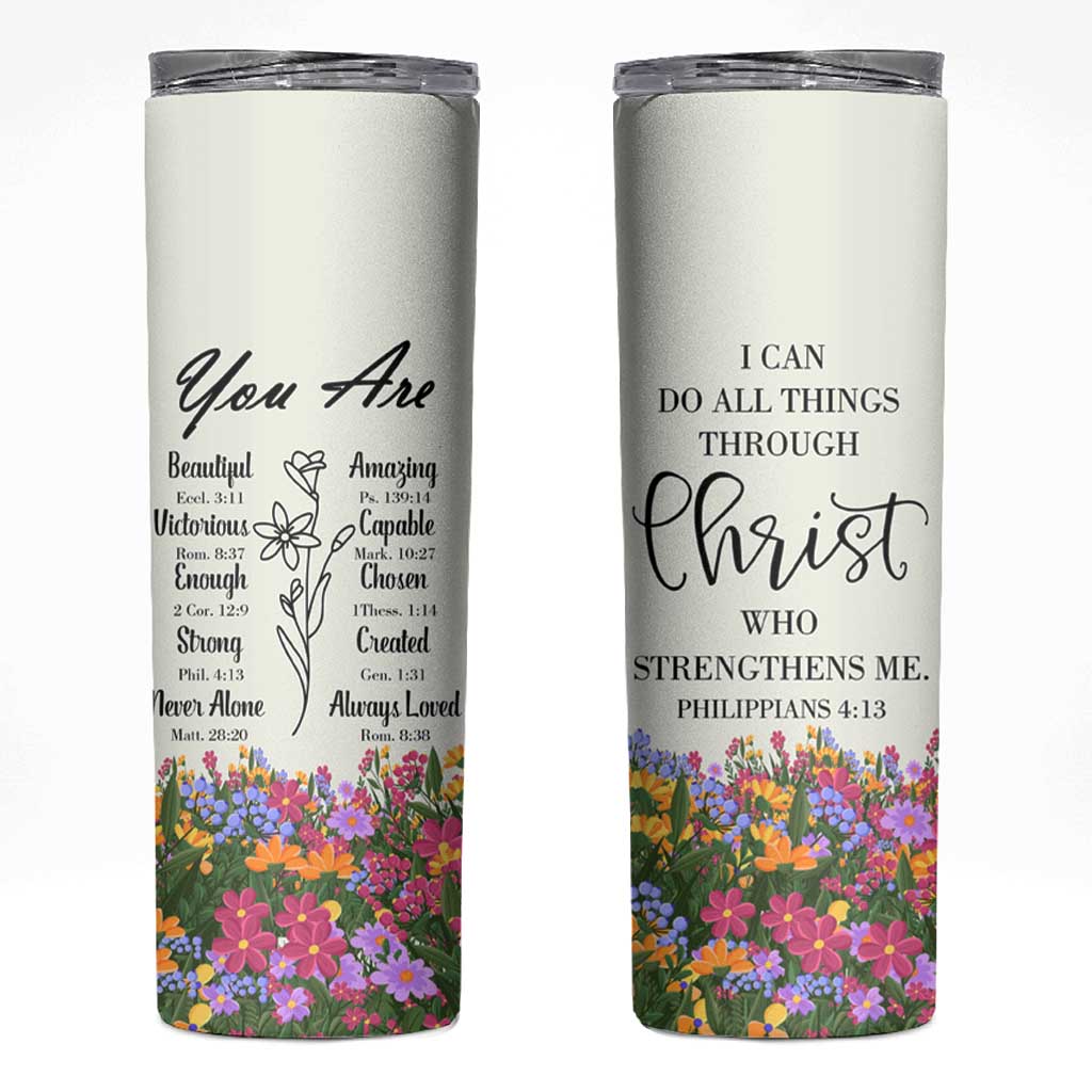 Uplifting Christian Faith Skinny Tumbler I Can Do All Things Through Christ Who Strengthans Me Bible Verse Motivation