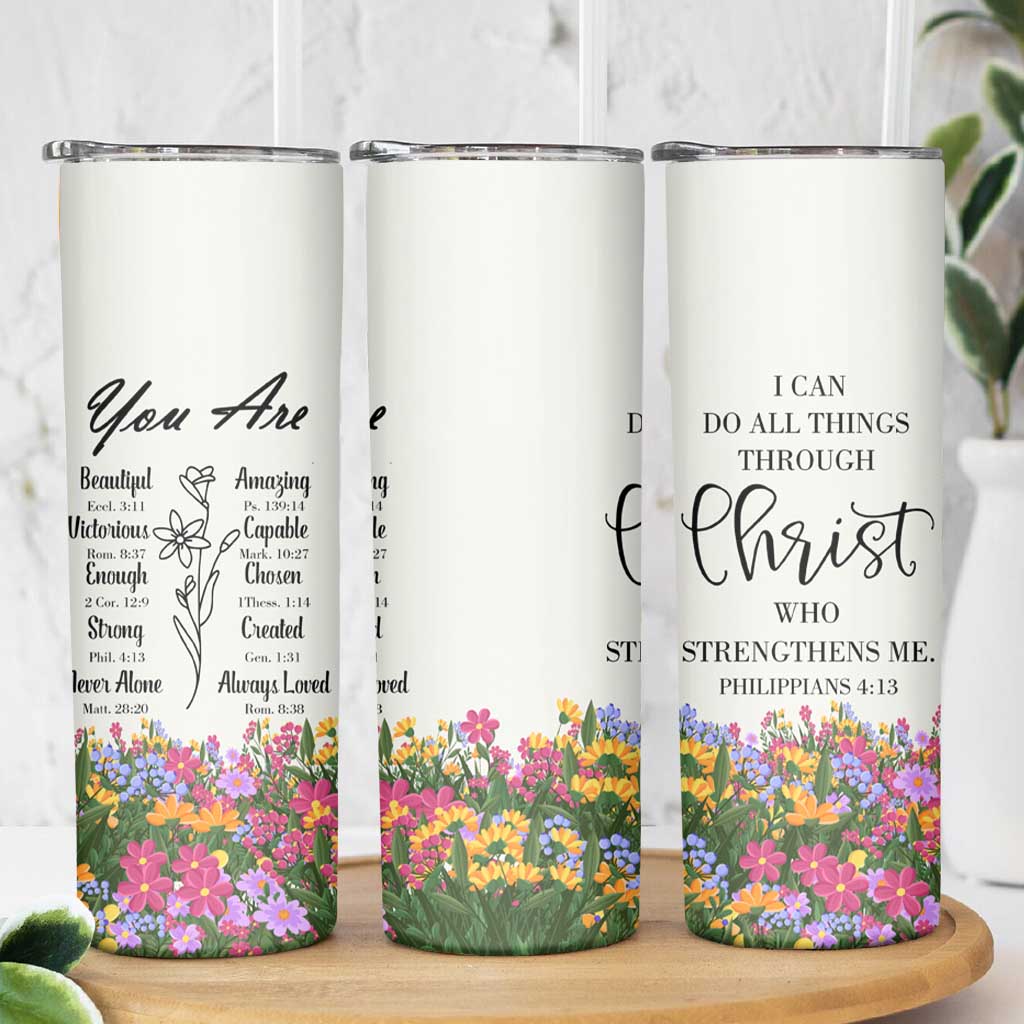 Uplifting Christian Faith Skinny Tumbler I Can Do All Things Through Christ Who Strengthans Me Bible Verse Motivation