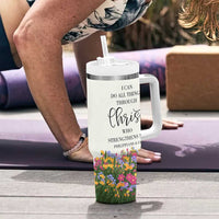 Uplifting Christian Faith Tumbler With Handle I Can Do All Things Through Christ Who Strengthans Me Bible Verse Motivation