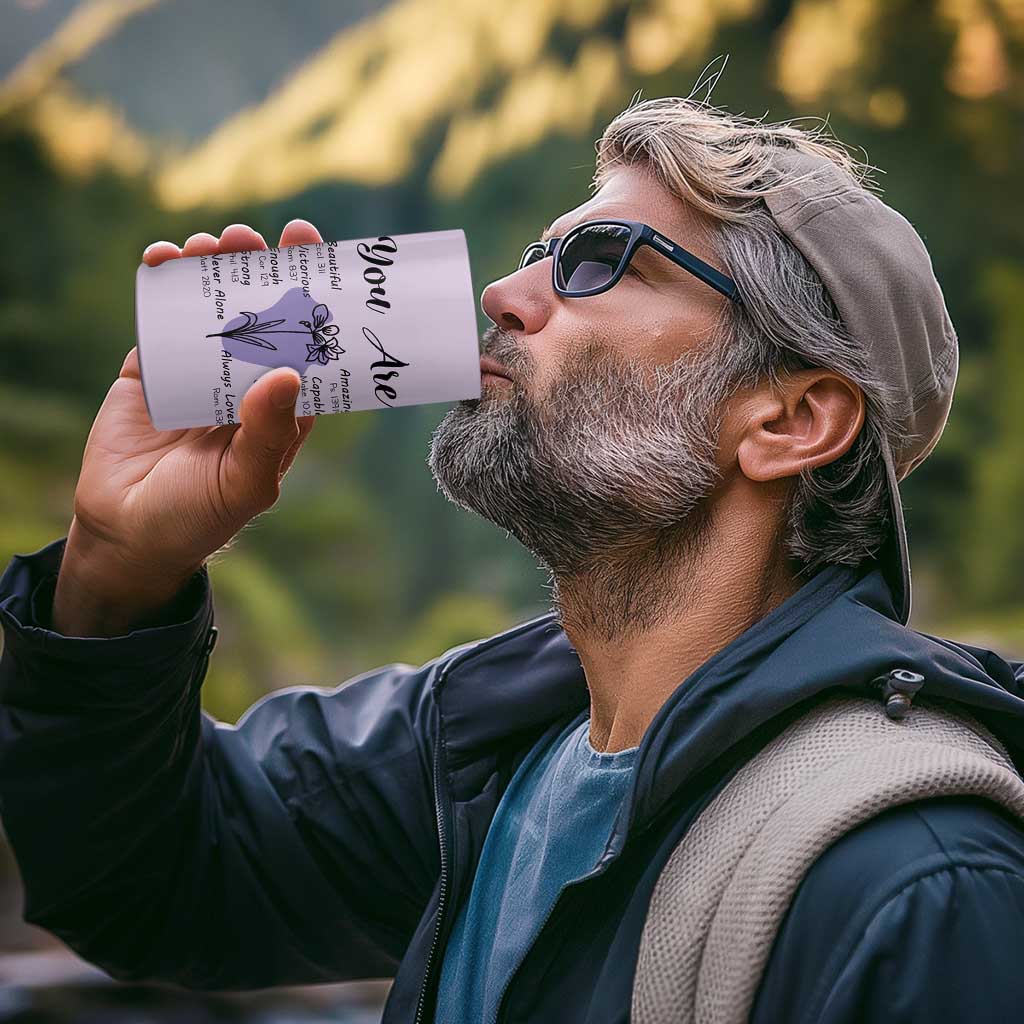 Uplifting Christian Faith 4 in 1 Can Cooler Tumbler You Are Affirmations Motivational Bible Verse