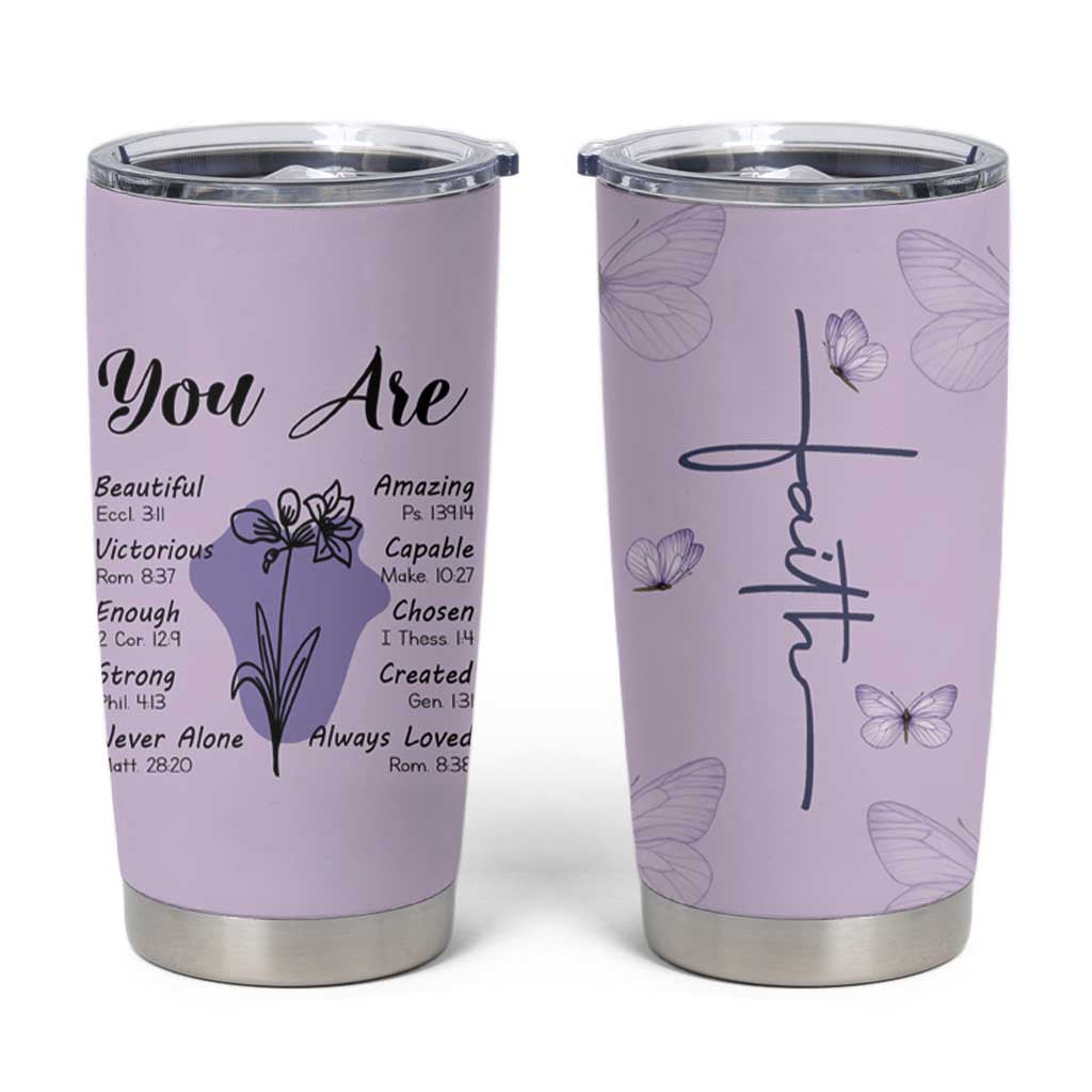 Uplifting Christian Faith Tumbler Cup You Are Affirmations Motivational Bible Verse