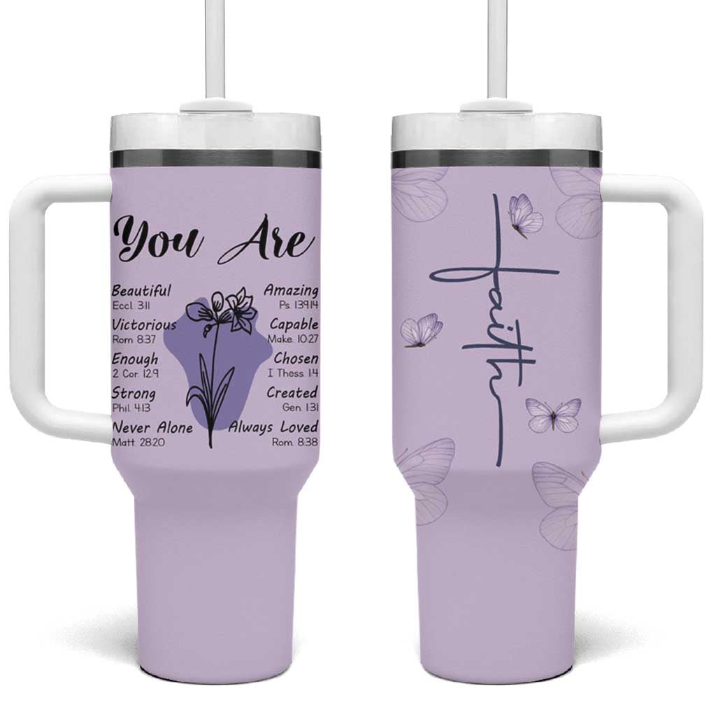 Uplifting Christian Faith Tumbler With Handle You Are Affirmations Motivational Bible Verse