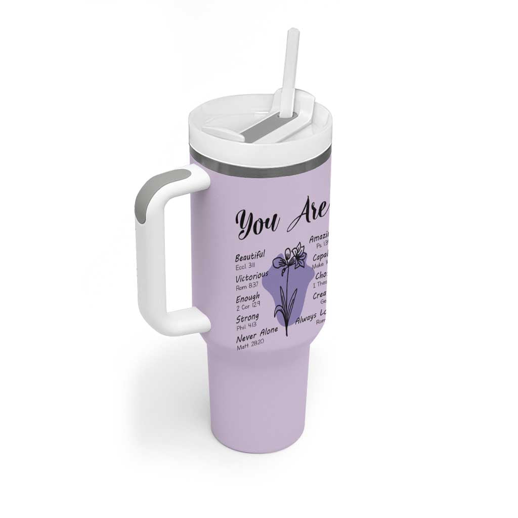 Uplifting Christian Faith Tumbler With Handle You Are Affirmations Motivational Bible Verse