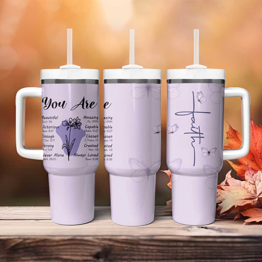 Uplifting Christian Faith Tumbler With Handle You Are Affirmations Motivational Bible Verse