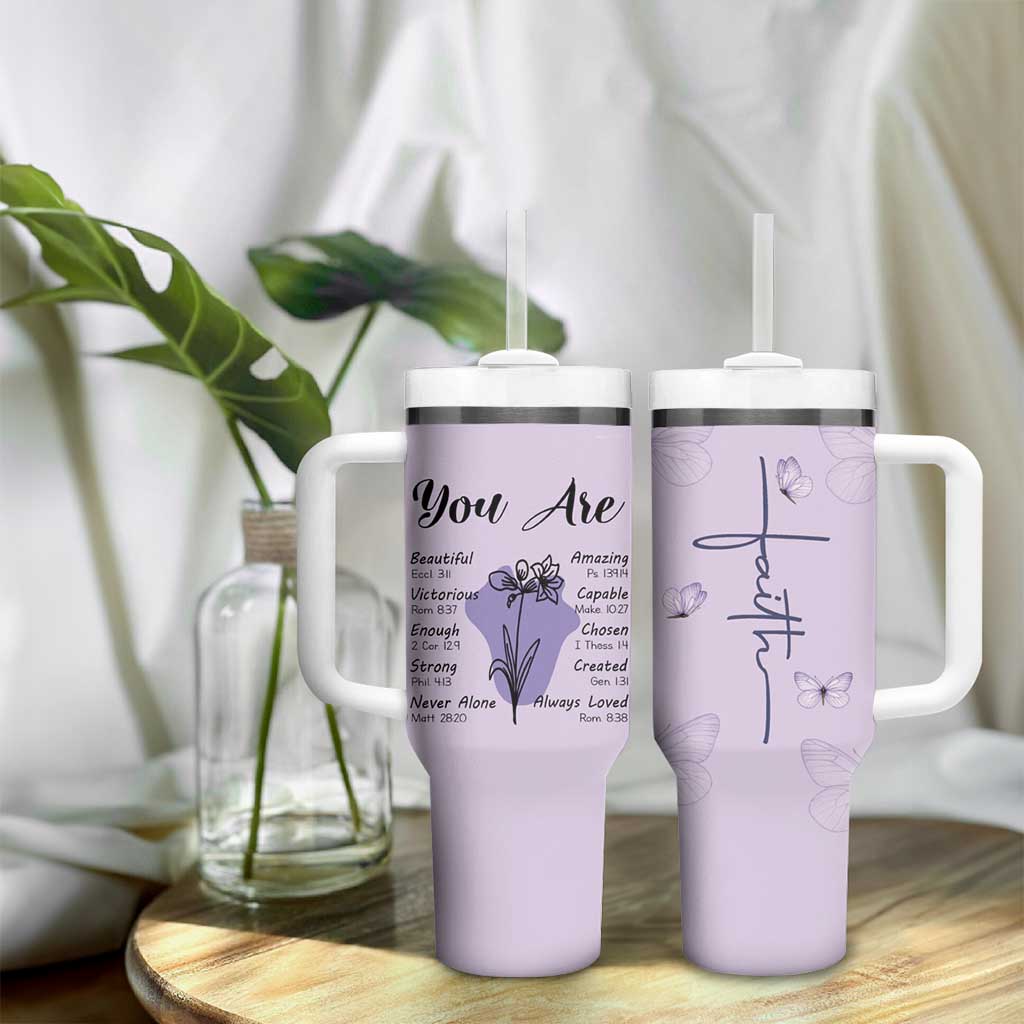 Uplifting Christian Faith Tumbler With Handle You Are Affirmations Motivational Bible Verse