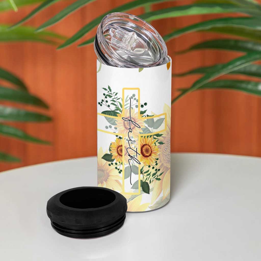 Uplifting Christian Faith Sunflower 4 in 1 Can Cooler Tumbler You Are Motivational Bible Verse