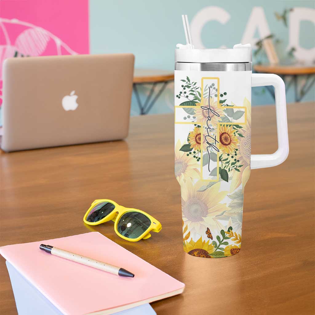 Uplifting Christian Faith Sunflower Tumbler With Handle You Are Motivational Bible Verse
