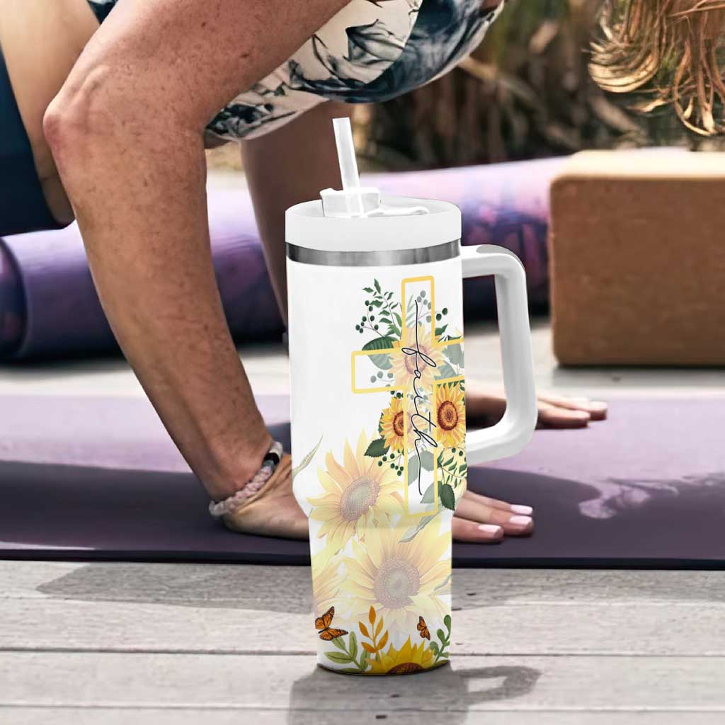 Uplifting Christian Faith Sunflower Tumbler With Handle You Are Motivational Bible Verse