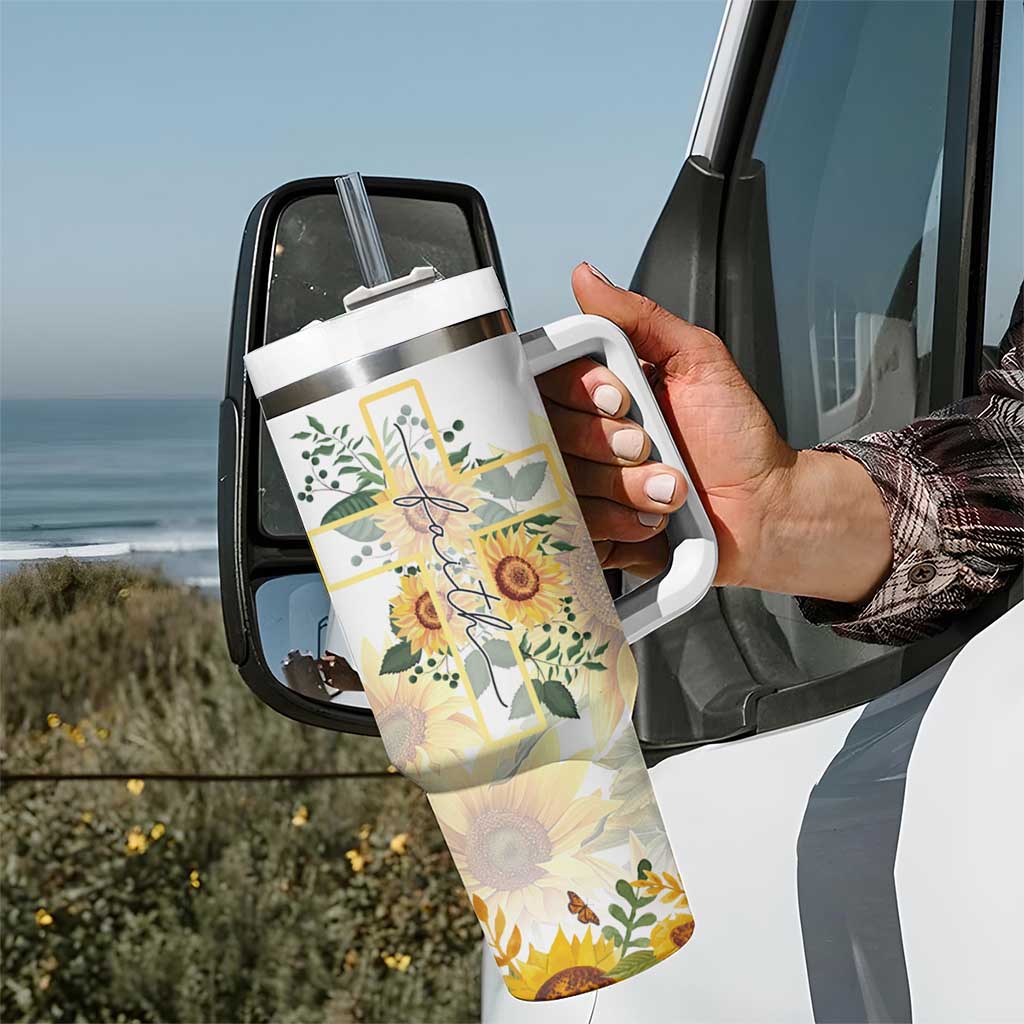 Uplifting Christian Faith Sunflower Tumbler With Handle You Are Motivational Bible Verse