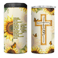 Uplifting Christian Faith Sunflower 4 in 1 Can Cooler Tumbler Bible Verse Affirmations Botanical