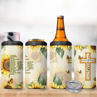 Uplifting Christian Faith Sunflower 4 in 1 Can Cooler Tumbler Bible Verse Affirmations Botanical