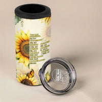 Uplifting Christian Faith Sunflower 4 in 1 Can Cooler Tumbler Bible Verse Affirmations Botanical